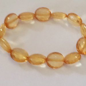 Women's Beaded Bracelet Translucent Yellow Elastic Stretch Band Size Small
